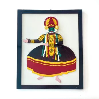 Artisanal Splendor: Multicolored Handcrafted Kathakali Dance Frame (H 24 x L 18.5 x W 0.5 inch)