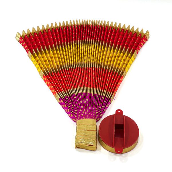 Multi Color ThiruUdayada(Height-14 Inches) with Stand (Orange, Golden, Yellow, Pink, Blue): - Image 2