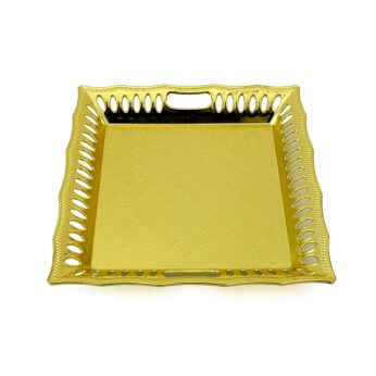 Gold plated tray for Vishu Kani items decorations (L 9.44 x W 9.44 inch)