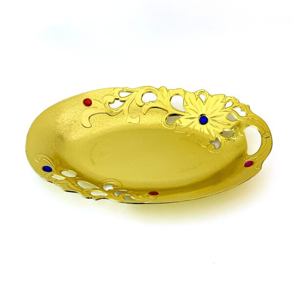 Stone platter tray: small Plastic Plate for Vishu Kani decorations (L 15 x W 9.8 Inch) - Image 2