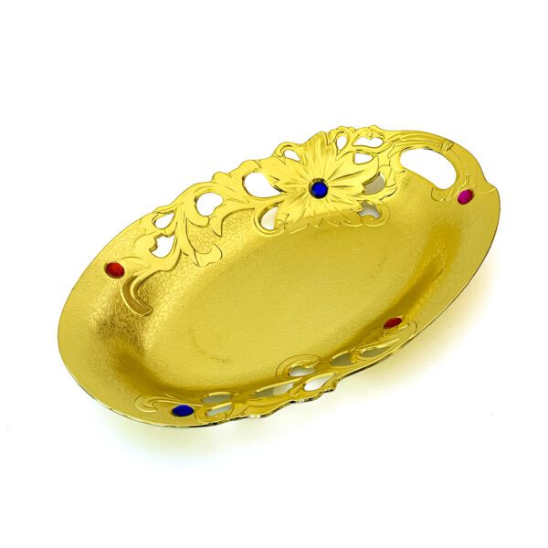 Stone platter tray: small Plastic Plate for Vishu Kani decorations (L 15 x W 9.8 Inch) - Image 3