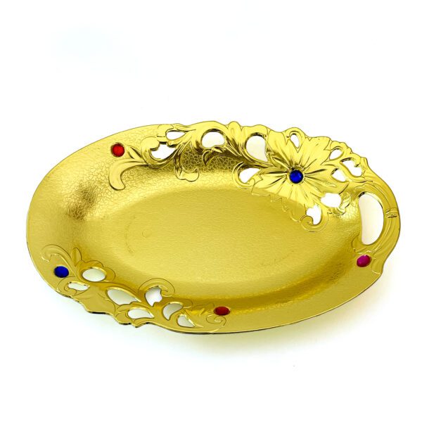 Stone platter tray: small Plastic Plate for Vishu Kani decorations (L 15 x W 9.8 Inch) - Image 4