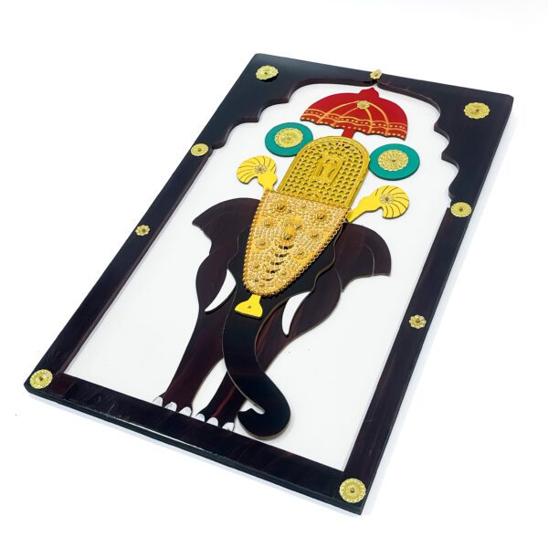 Kerala pooram frame with exquisite detailing of elephant ( H 19 x L 11.5 x W 0.5 inch) - Image 2