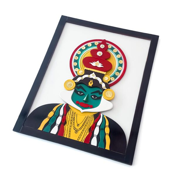 Multicolored Kathakali frame (half) with comprehensive detailing (H 24 x L 18.5 x W 0.5 inch) - Image 2