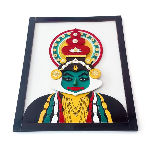 Multicolored Kathakali frame (half) with comprehensive detailing (H 24 x L 18.5 x W 0.5 inch) - Image 3