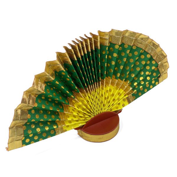 Elegant Multi color ThiruUdayada(Height- 7inch) with stand (yellow ,golden &green) - Image 3