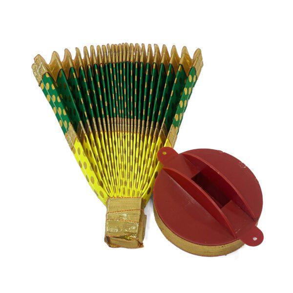 Elegant Multi color ThiruUdayada(Height- 7inch) with stand (yellow ,golden &green) - Image 4