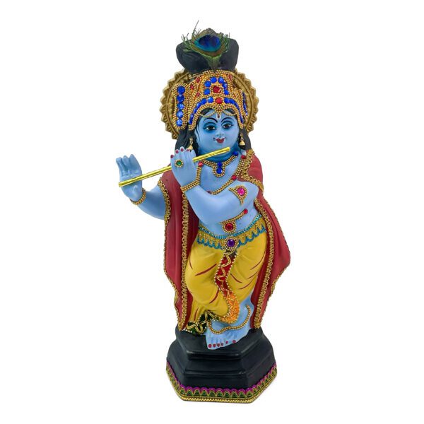 Sacred Lord Krishna statue for home decoration and Vishu Kani Decor (H 21.2 x L 8.2 x W 6 -inch) - Image 4