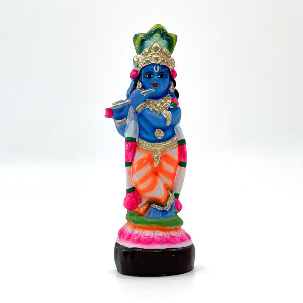 Add charm to your Vishu Kani setup with a standing  Krishna idol holding a flute (H 12 x L 4 x W 1.5 inch) - Image 4