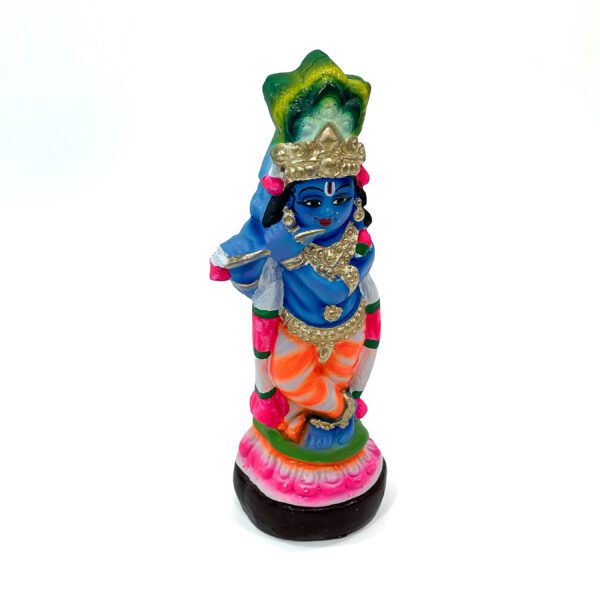 Add charm to your Vishu Kani setup with a standing  Krishna idol holding a flute (H 12 x L 4 x W 1.5 inch) - Image 3