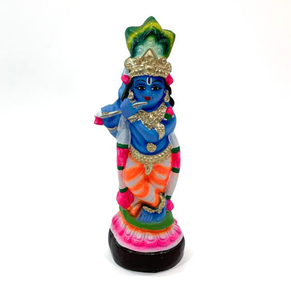 Add charm to your Vishu Kani setup with a standing  Krishna idol holding a flute (H 12 x L 4 x W 1.5 inch) - Image 2