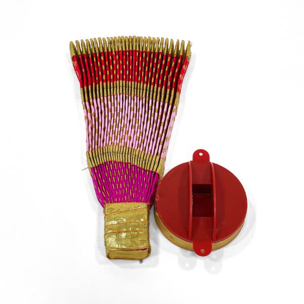 Exquisite Multi-color Thiru Udayada(9inch- Height) with Stand - Pink, Golden, Rose, and Red - Image 4