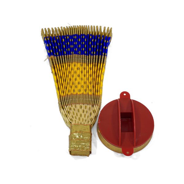 Stunning Multi-color Thiru Udayada with Stand(9-inch Height) golden, yellow, blue - Add Elegance to Your Occasion - Image 4