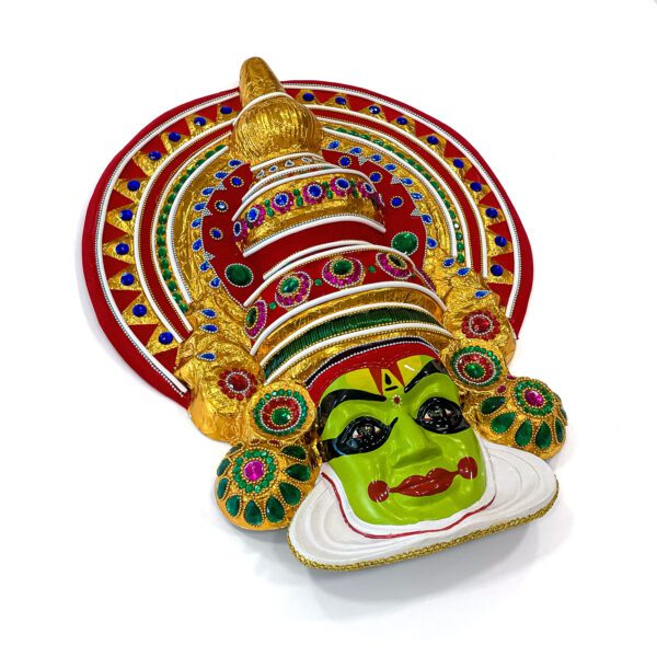 Traditional Kathakali face of Arjuna from Mahabharata in vibrant colors (Fibre- Height - 26 Inch) - Image 3