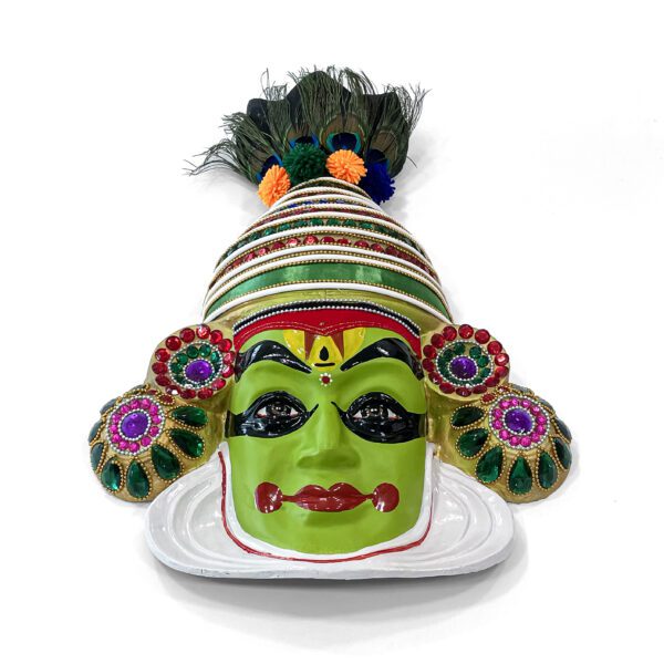 Vibrant and Authentic Kathakali Krishna Face Wall Hanging Decor (Height - 18.5 inch) - Image 3