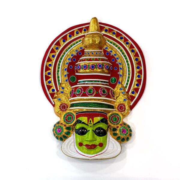 Traditional Kathakali face of Arjuna from Mahabharata in vibrant colors (Fibre- Height - 26 Inch) - Image 4