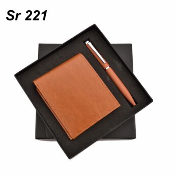 Sophisticated Brown Color Wallet And Pen Gift Set: Ideal for Corporate Gifting