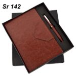 Brown color diary and pen gift set