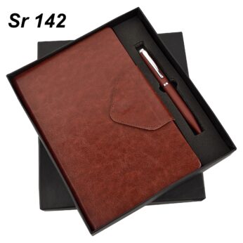 Sleek Brown Color Diary and Pen Gift Set (8″ x 5″ x 1.5″) – Ideal for Corporate Gifting