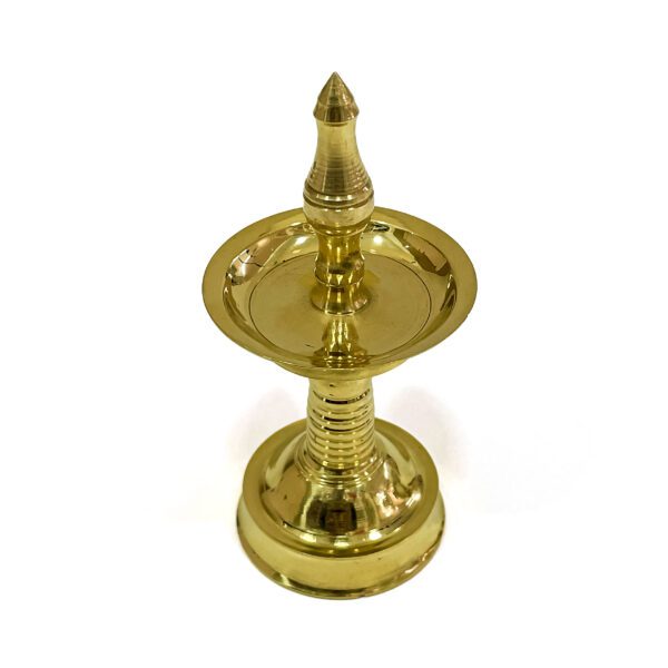 South Indian Brass Nilavilakku miniature for Pooja rituals and Festivities (H 4.5 x L 1.8 x W 1.8 Inch) - Image 3