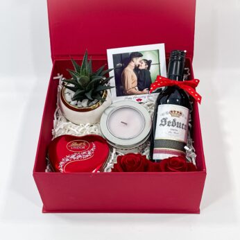 Ultimate Romance: Lindt Lindor Chocolates, Scented Candle, Plant, and Seduce Flowers – Wedding Anniversary Gift Box(3.94 Inch Height)