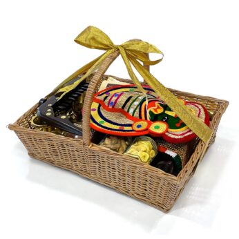 Appealing Kerala Gift basket adorned with handcrafted treasures and Traditional gifts