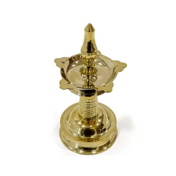 brass oil lamp with wicks for pooja