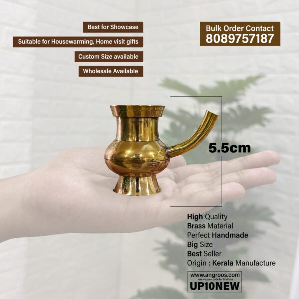 Kerala Traditional Brass Kindi Vessel for Sacred Moments (Height 2.2 Inch) - Image 2