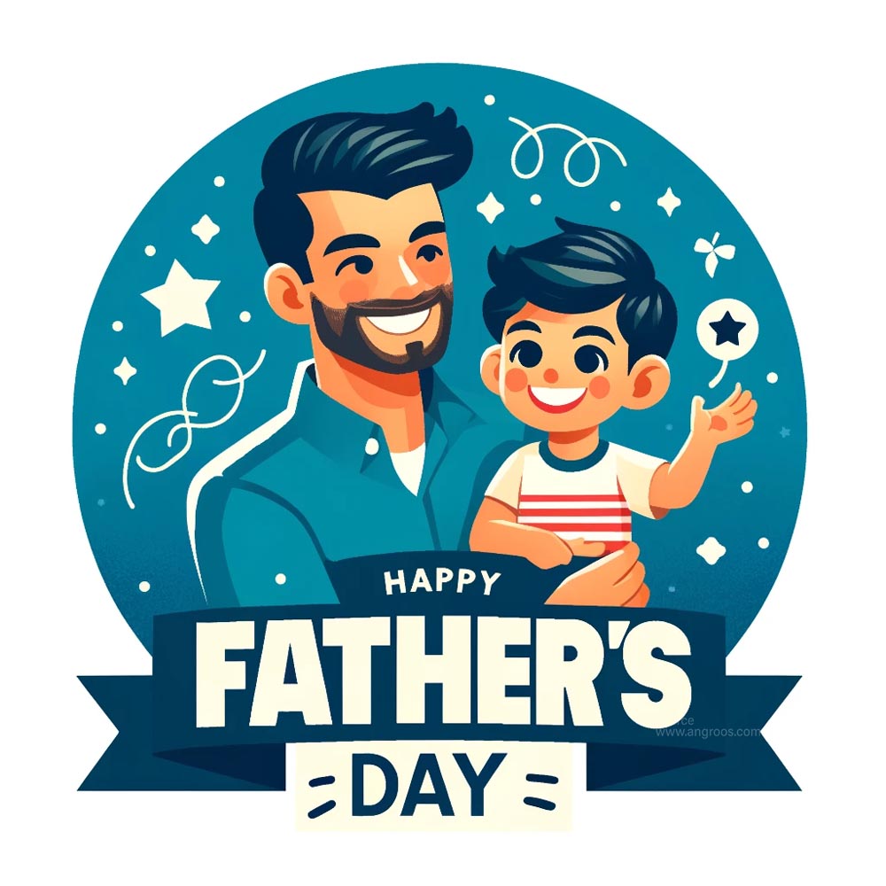 DALL E 2024 05 23 17.29.13 A vector style Fathers Day greeting image featuring Happy Fathers Day in bold stylish text. The design includes a charming illustration of a fath India's Favourite Online Gift Shop