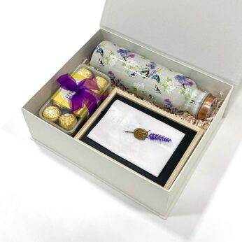 Personalized Mother’s Day gift hamper filled with chocolates, greetings, and more