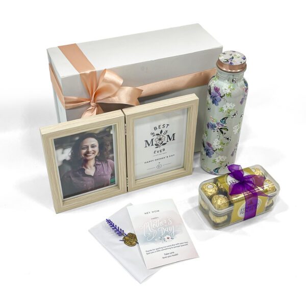 Personalized Mother's Day gift hamper filled with chocolates, greetings, and more - Image 2