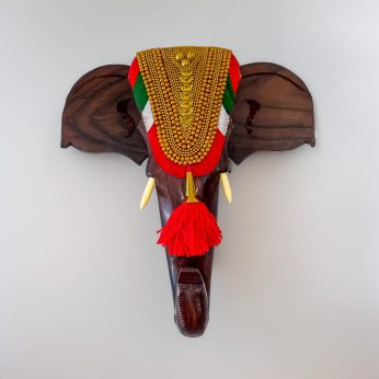 Kerala Cultural Elephant Head Wall(H-14inc,2Kg)  Décor With Nettipattam