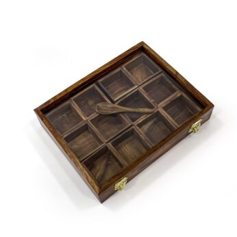 indian spice box rectangle with  12 compartment