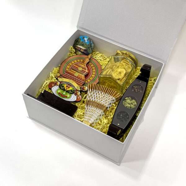 Kerala cultural gift box adorned with Kathakali stand, Thiru udayada, and more - Image 2