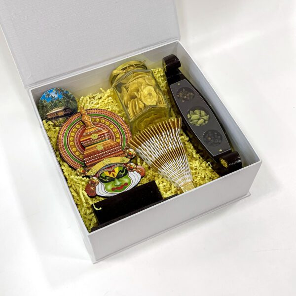 Kerala cultural gift box adorned with Kathakali stand, Thiru udayada, and more - Image 3