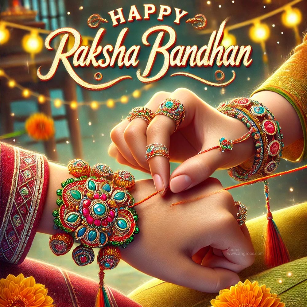 "Happy Raksha Bandhan wishes expressed through tying of rakhi