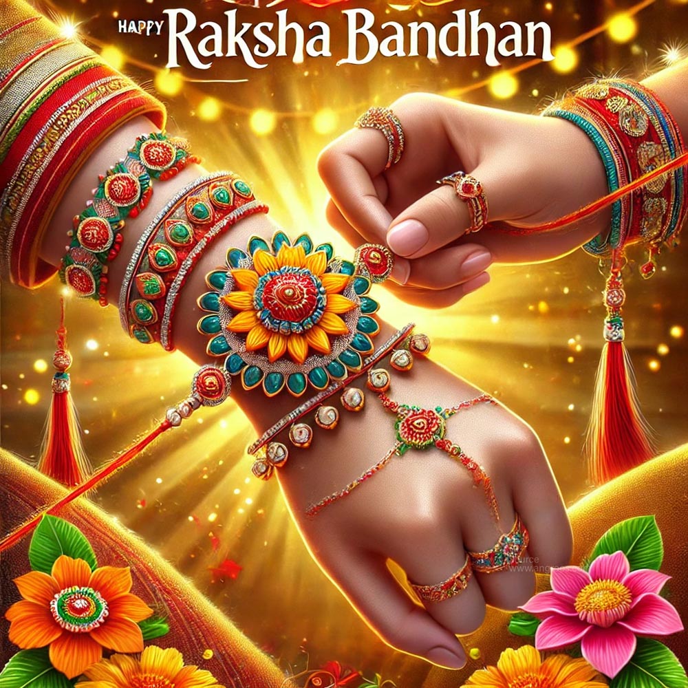 "Brother and sister celebrate Raksha Bandhan with happy wishes and rakhi"