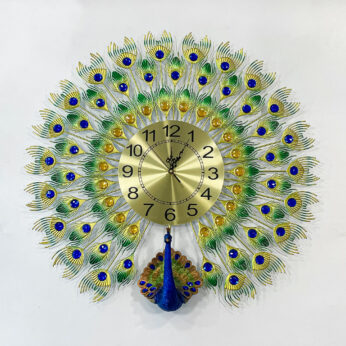 Elegant Peacock Metal 3D Wall Clock – Artistic Timepiece for Your Home