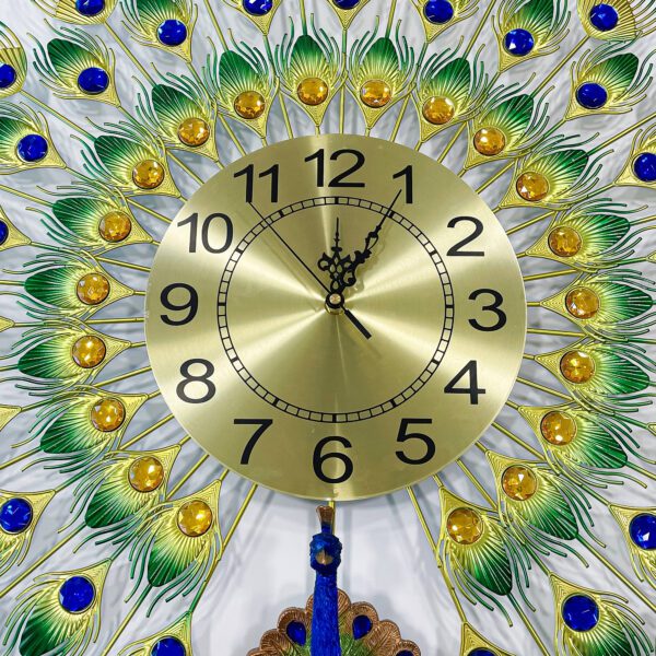 Elegant Peacock Metal 3D Wall Clock - Artistic Timepiece for Your Home - Image 3