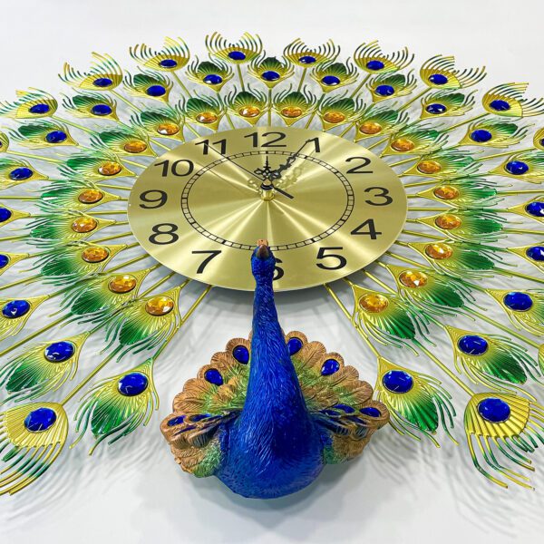 Elegant Peacock Metal 3D Wall Clock - Artistic Timepiece for Your Home - Image 4