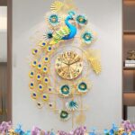 Golden Peacock Wall Clock