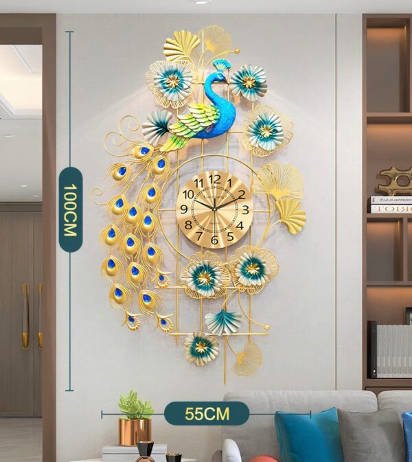 Golden Peacock Wall Clock