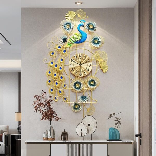 Golden Peacock Wall Clock