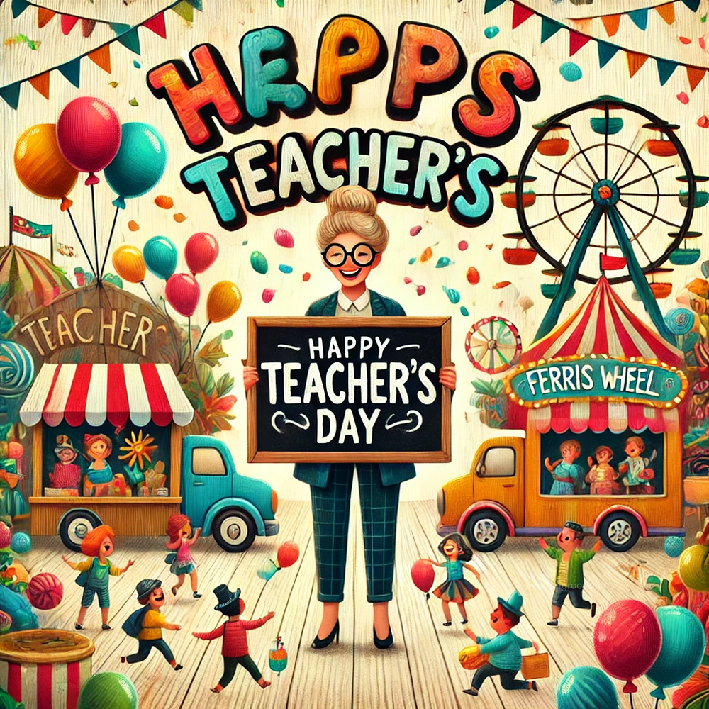 unique Teachers Day image with a vibrant carnival theme India's Favourite Online Gift Shop