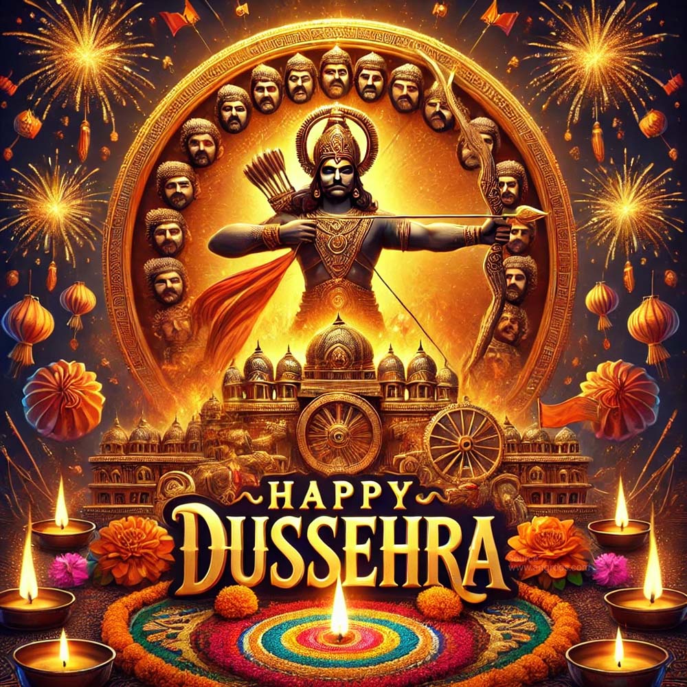 greeting card with bold Happy Dussehra wishes India's Favourite Online Gift Shop