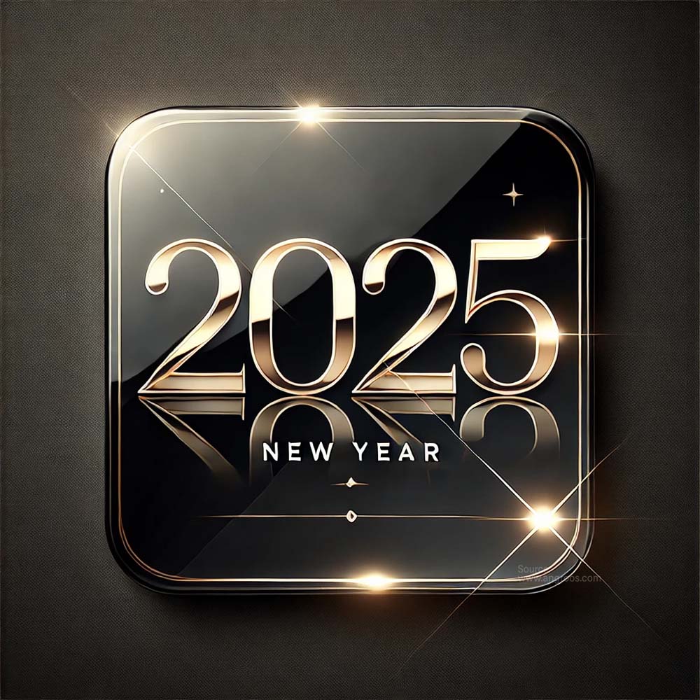 A sleek and glossy New Year 2025 greeting card India's Favourite Online Gift Shop