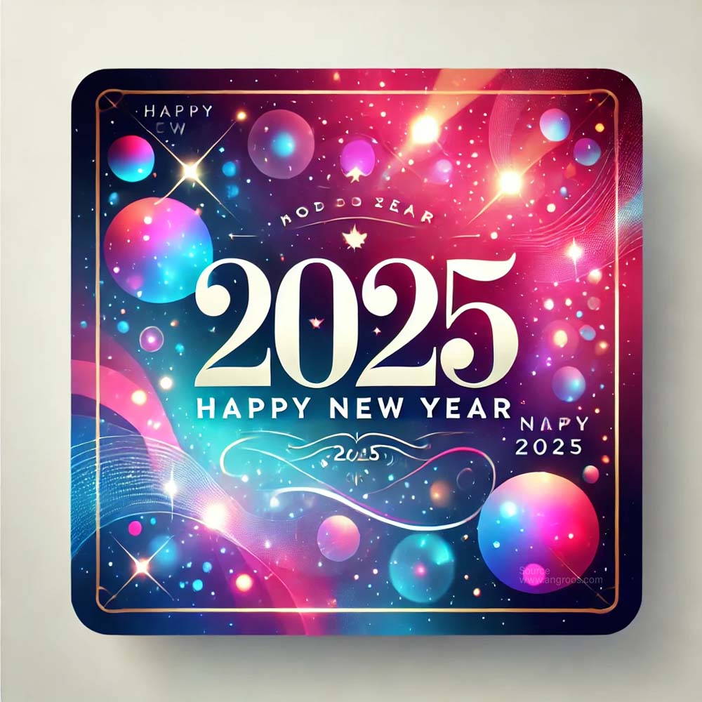 A vibrant and artistic New Year 2025 greeting card in square format India's Favourite Online Gift Shop