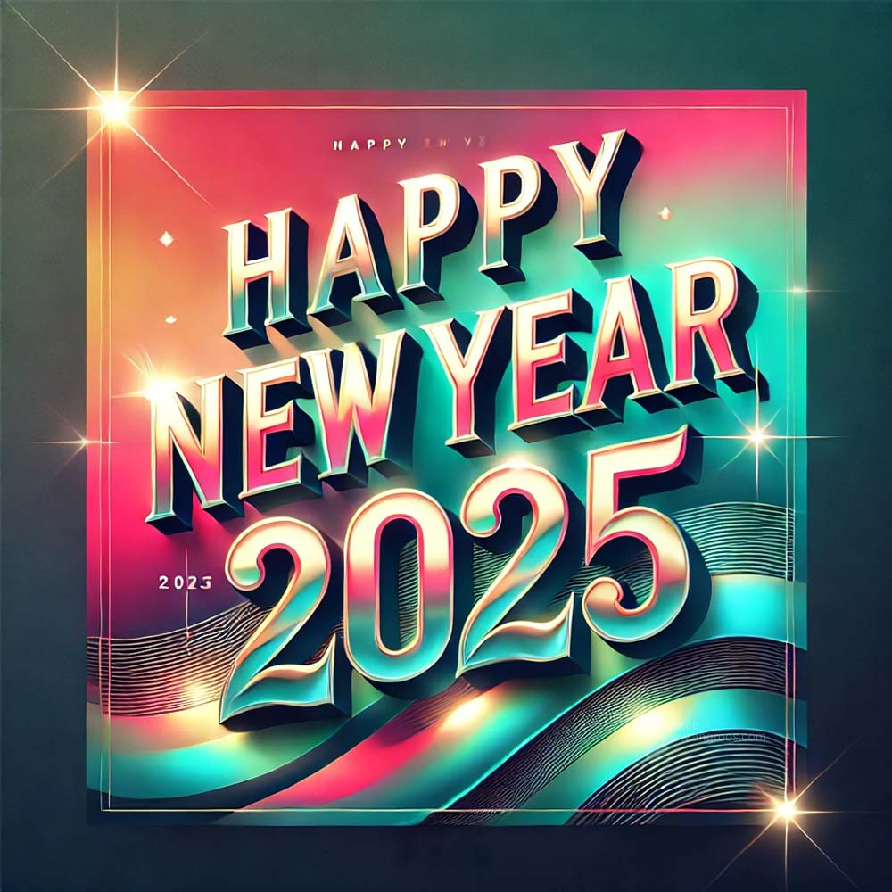 A vibrant and festive New Year 2025 greeting card in square format India's Favourite Online Gift Shop