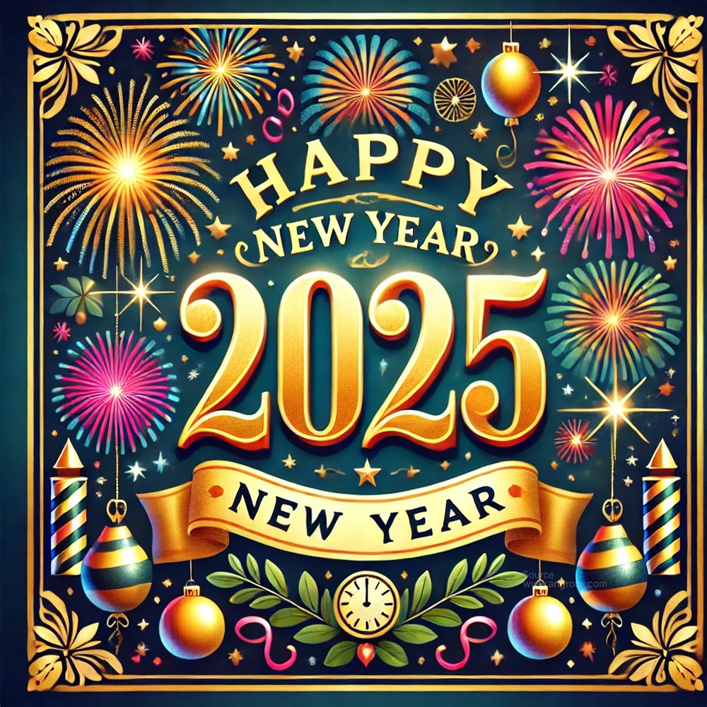 A vibrant and standard New Year 2025 greeting card in square format 1 India's Favourite Online Gift Shop