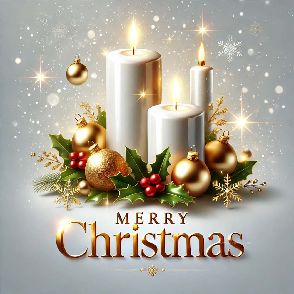 Christmas greeting card featuring a festive candle arrangement India's Favourite Online Gift Shop